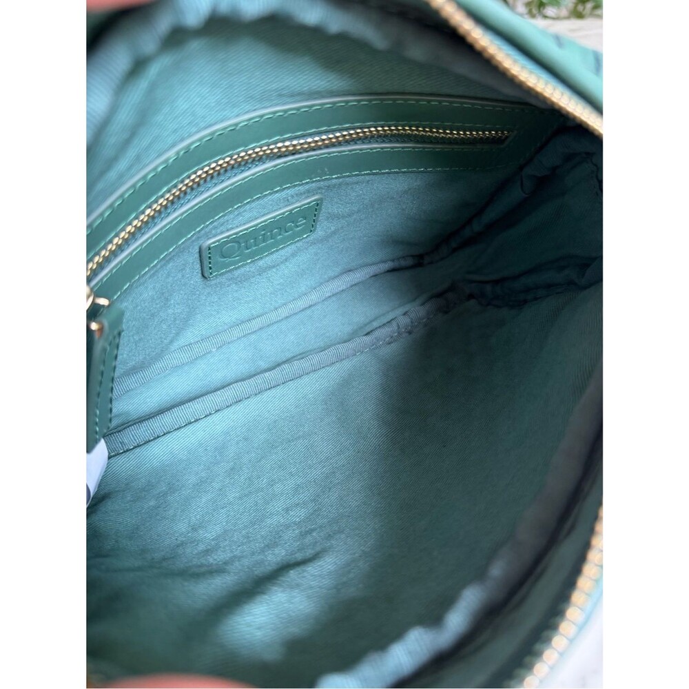Quince Italian Leather Handwoven Crossbody Bag Emerald Green - Picture 13 of 14